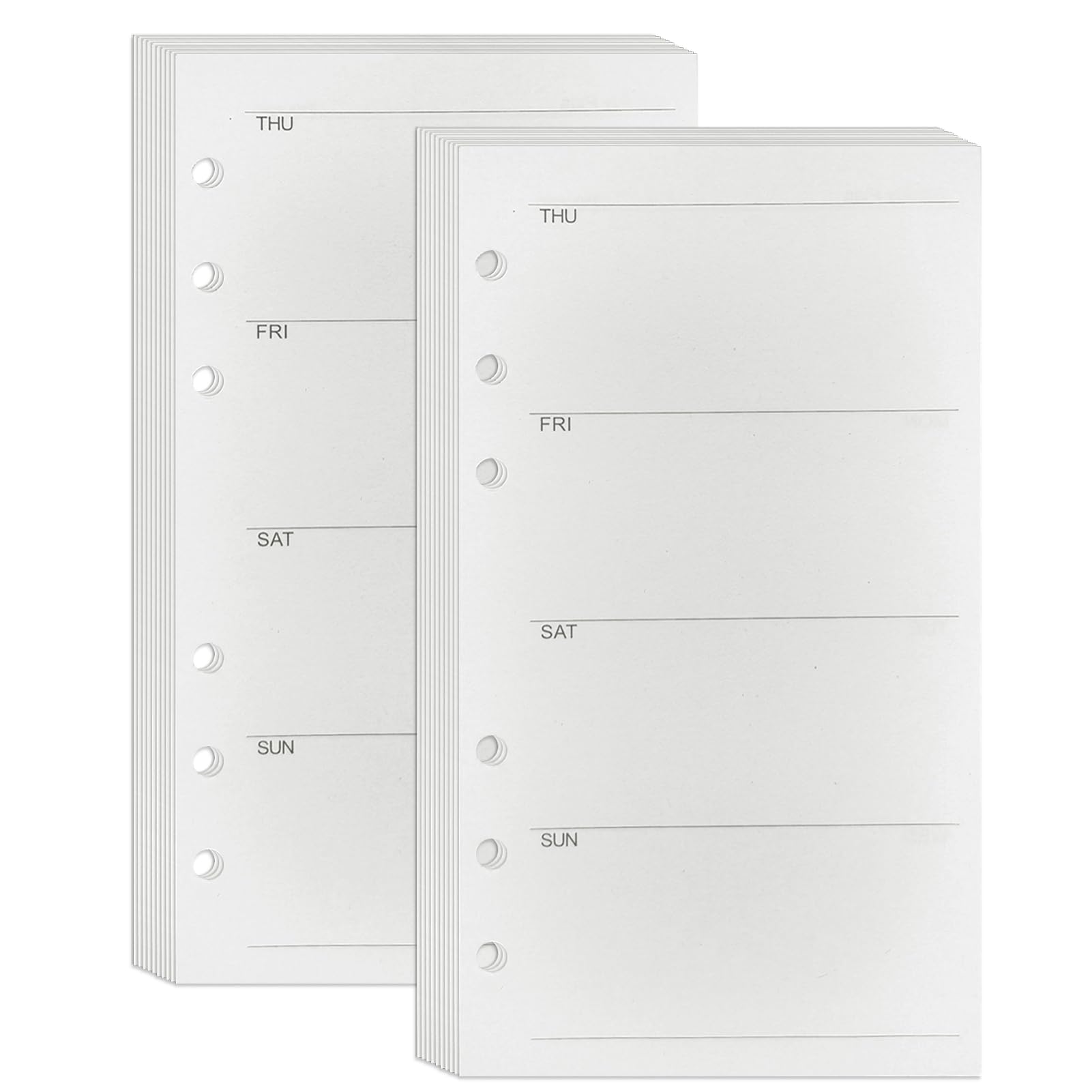 DY.2ten A6 Weekly Planner Refills, 6 Hole Punched Planner Inserts, 90 Sheets/180 Pages, 100gsm Thick No Bleed Paper for Filofax Personal Binder, 3.74" × 6.69"