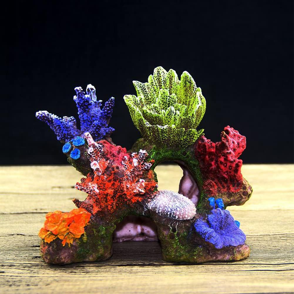 Garvee Decoración de Coral Artificial de Resina para Acuario - Adorno colorido realista, planta submarina decorativa, embellece el paisaje acuático y ofrece un hábitat atractivo para peces
