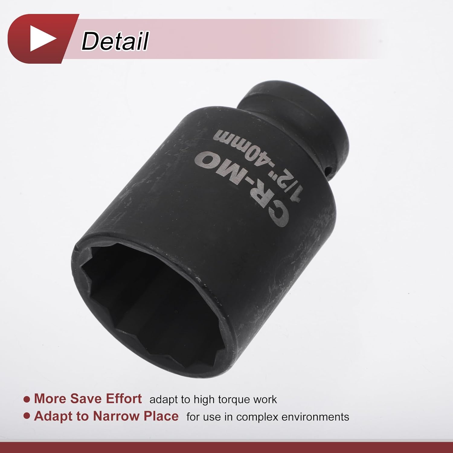 1 Pcs Impact Socket Durable Hardware Tool 78mm Black High Carbon Steel 12 Point 40mm for Car Motorcycle Dirtbike Repair 1/2 Inch Drive