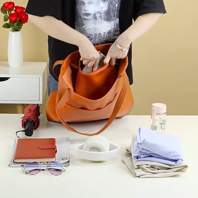 Bolso Tote Vintage de Cuero Grande para Mujer miniatura 7