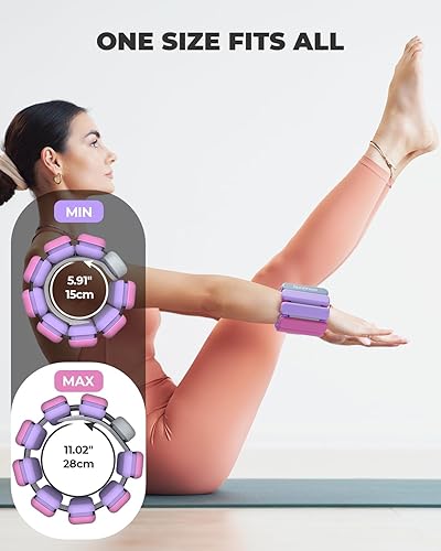 Miniatura 5 de Sportneer Pesas de muñeca y tobillo mejoradas para mujeres y hombres, 1 par (1 libra2 libras cada uno) Juego de pulseras ponderadas de silicona