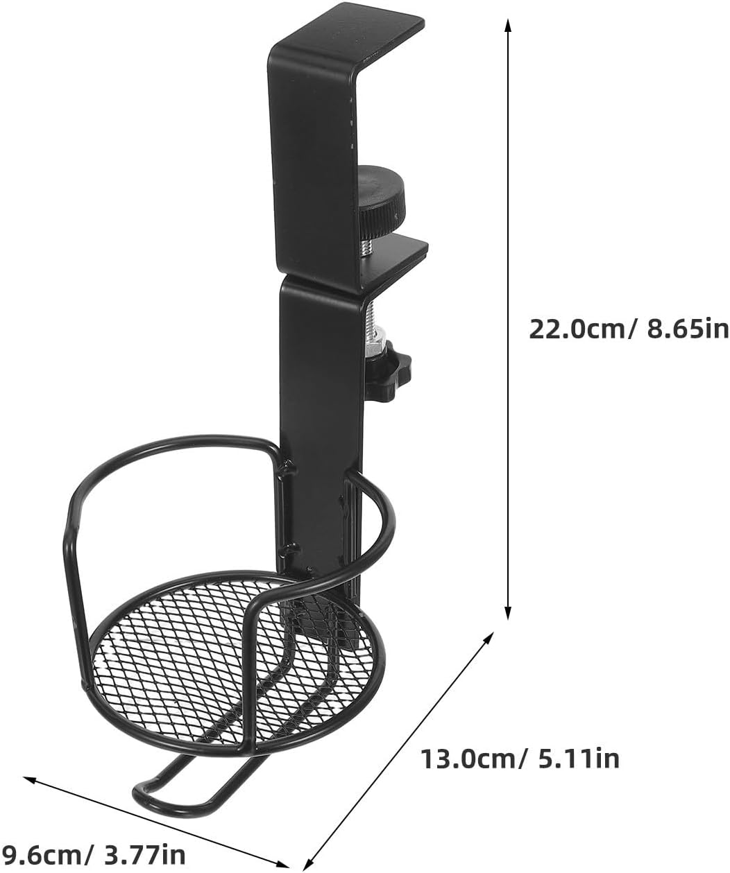 ULTECHNOVO Adjustable Rotatable Desktop Cup Holder with 360° Rotation and Anti-Spill Clamp, Iron Material with Integrated Headphone Hanger, for Gaming Table and Bedroom Use image 2