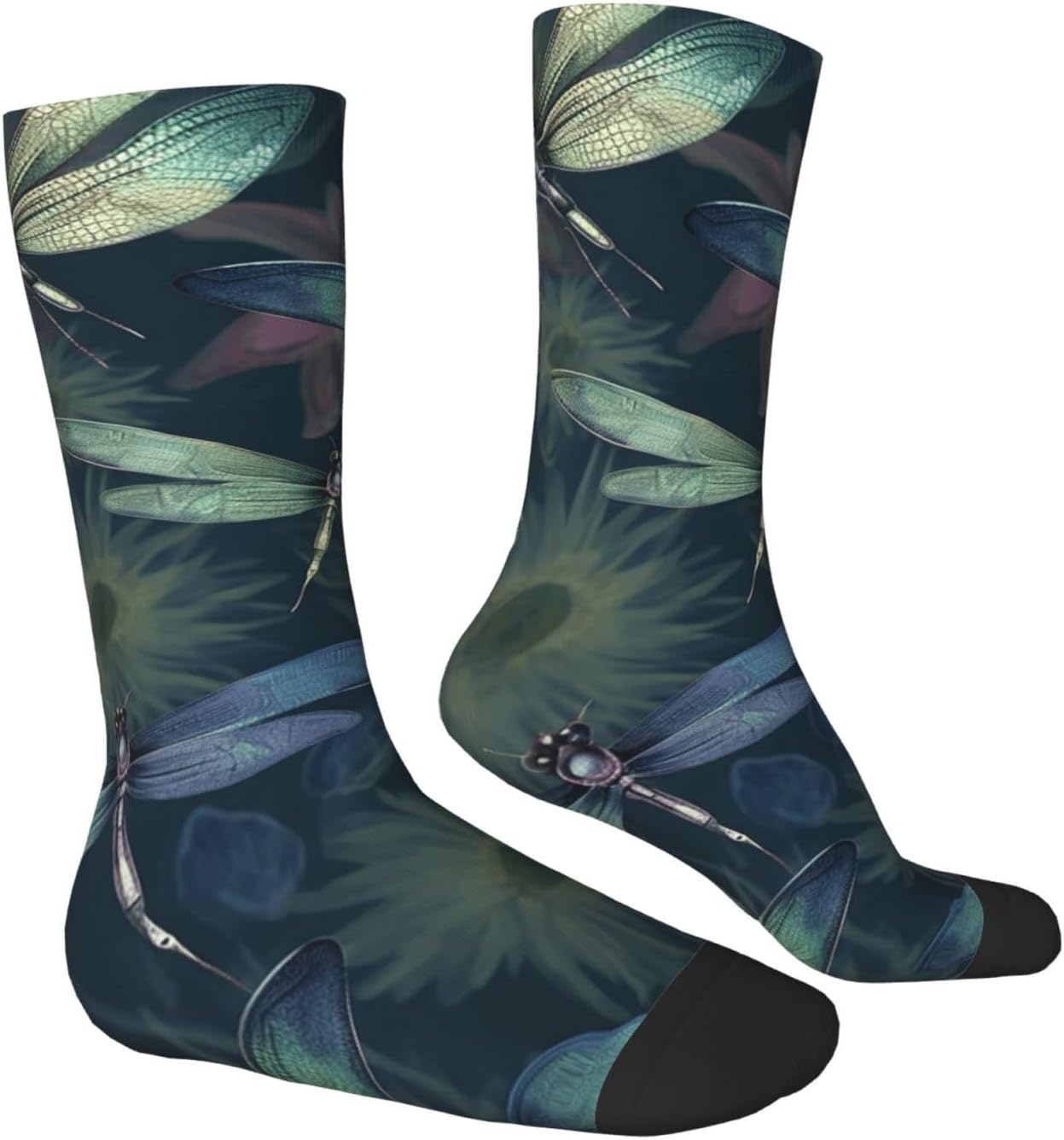 Dragonfly pattern Crew Socks for Men Women Moisture Wicking Cushion Athletic Sock Casual Novelty Socks Gift