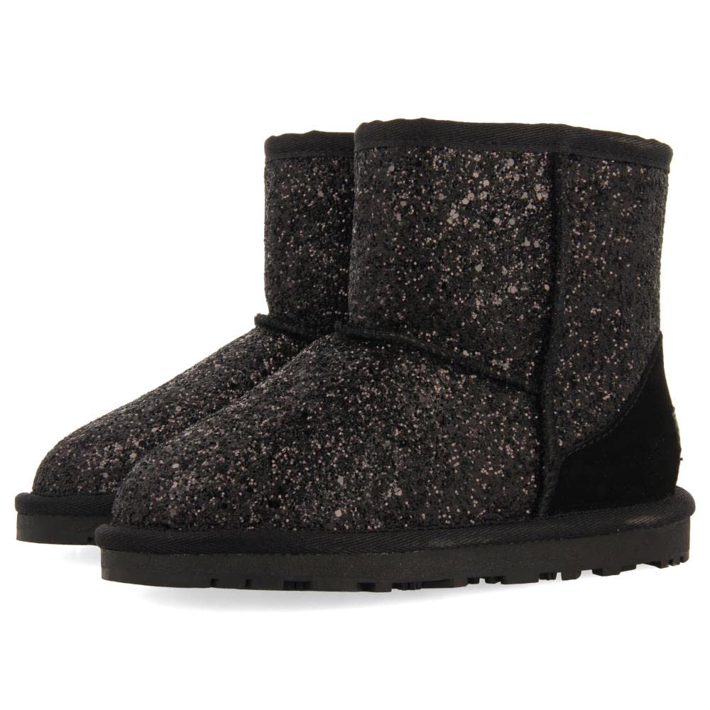 GIOSEPPO Beige Australian ankle boots with glitter for girl and boy tranoy, Black/White, 5 UK