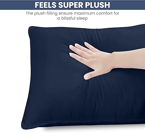 Miniatura 2 de Utopia Bedding Almohadas de cama para dormir (azul marino), tamaño estándar, juego de 2, almohadas de hotel, almohadas refrescantes para dormir de