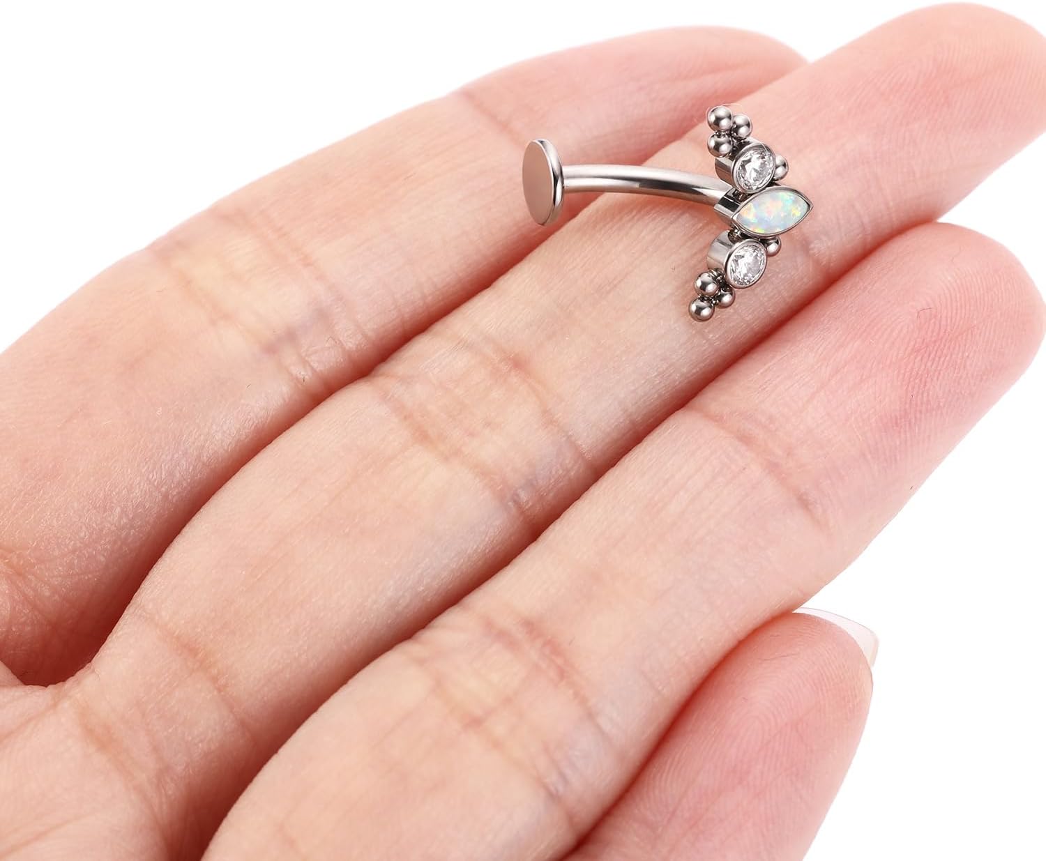 G23 Titanium Belly Jewelry 14G Flat Bottom Floating Belly Button Rings Curved Belly Barbell Navel Ring Belly Piercing 8/10/12/14mm Navel Rings Belly Piercings Jewelry for Women - Image 4