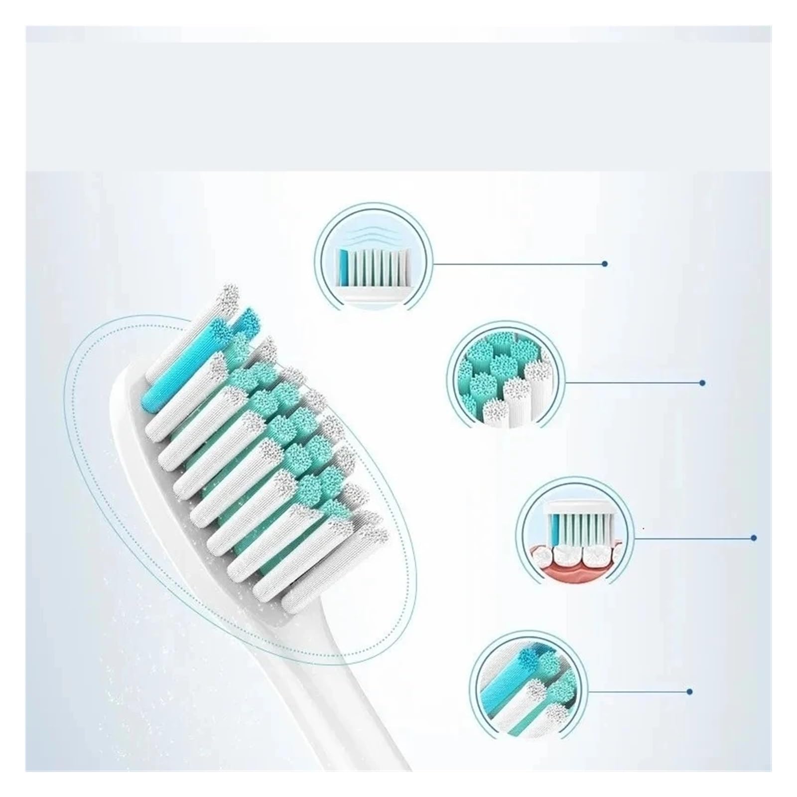 Testine di ricambio per manici Sonic Care, 6150 6160 | 6201 6210 6211 6212 6220 6221 6231 6232 6240 6250 6251 6252 6253 6311 6320 6322(16pcs white)