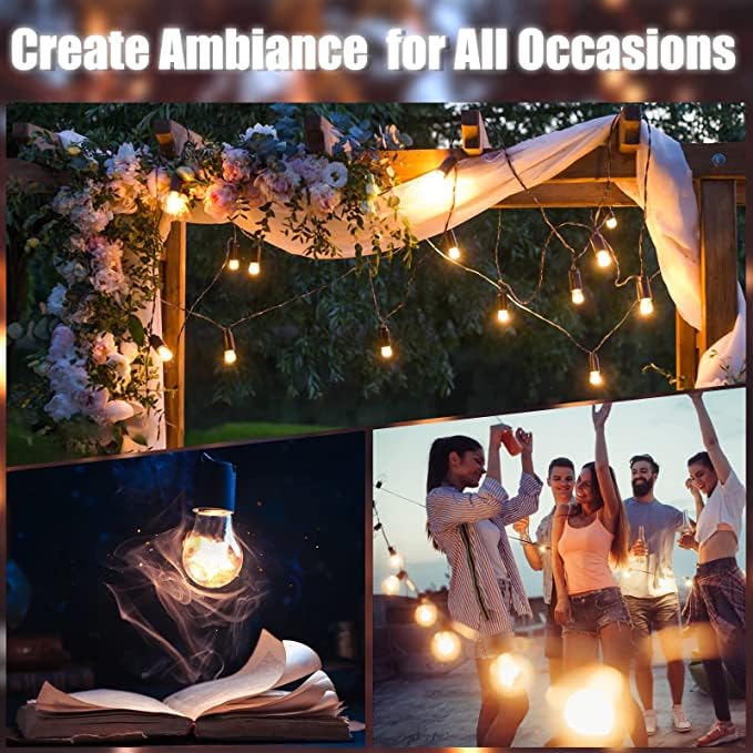 Outdoor String Led Patio Lights - 100Ft 30M Outside Waterproof Light with Remote Dimmable ST38 Shatterproof Bulb Connectable Hanging Outdoor Electric Outdoor String Led Patio Lights - 100Ft 30M Outside Waterproof Light with Remote Dimmable ST38 Shatterproof Bulb Connectable Hanging Outdoor Electric