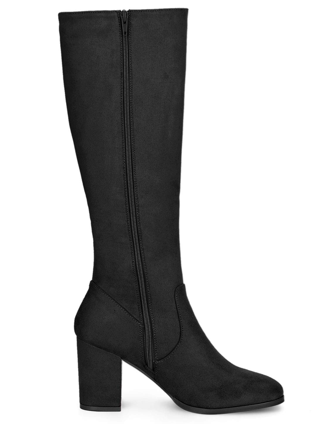 Allegra K Botas altas hasta la rodilla con cremallera lateral para mujer