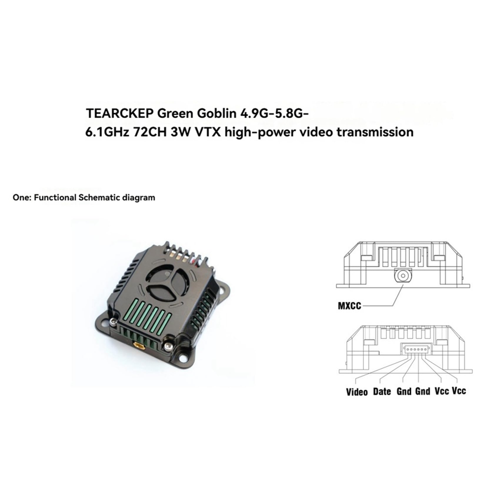 6X Trasmettitore Video Commutabile VTX 4.9/5.8G/6GHz 72CH 3W con Antenna Protocollo TBS per Drone da FPV A Lungo Raggio