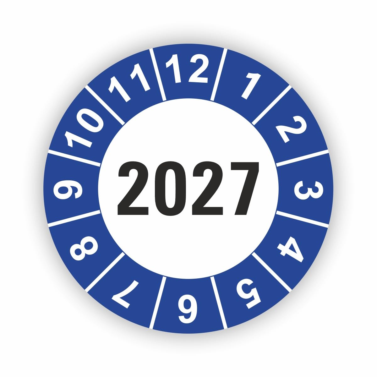 Hochwertige Prüfetiketten JAHRESPLAKETTE 2027 Ø 30mm - Selbstklebende PVC-Folie - Wartungsetiketten für Prüfung - Prüfplakette für Prüfungsnachweis (30 Stück)