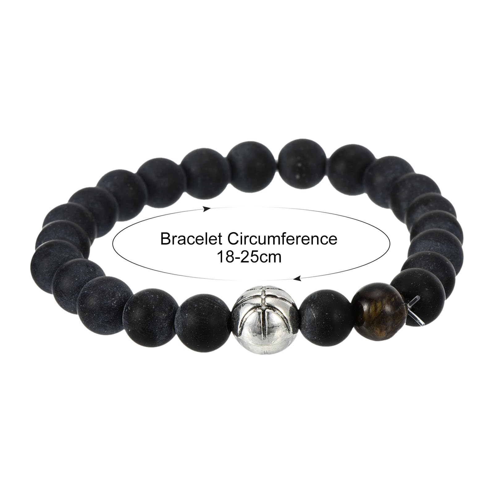 PATIKIL Basketball Bracelets, Beaded Basketball Gifts Adjustable Wristbands with Basketball Beads for Son Black - Image 2