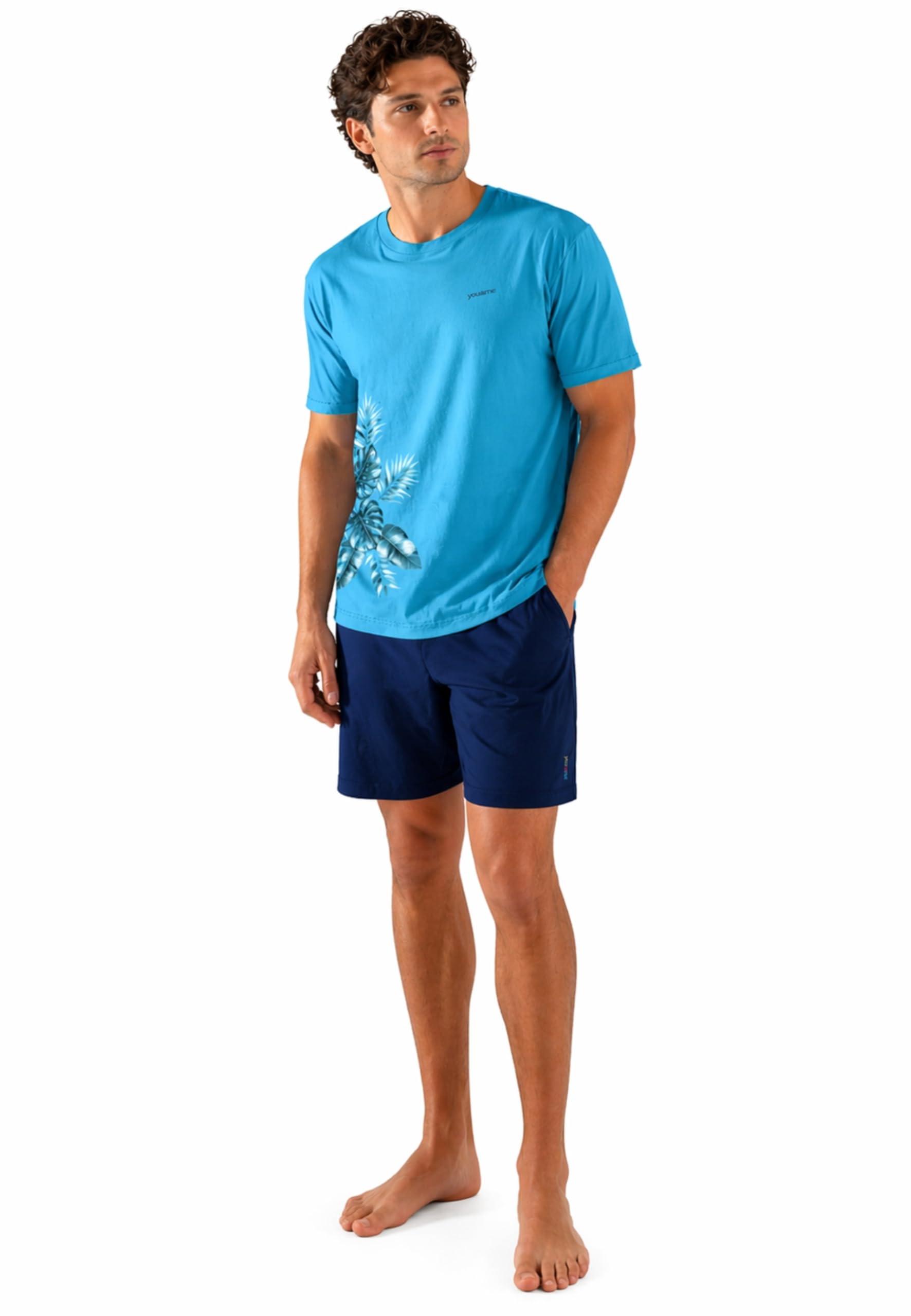 Intimitaly YM - Pigiama Corto Uomo Estivo, Cotone Leggero, Maglia e Pantalone, Comfort-Fit, Traspirante