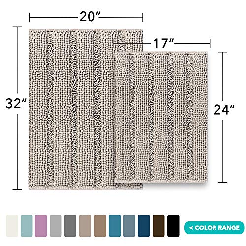 Image of Turquoize Bathroom Rug Set, 2 Piece Soft Absorbent Chenille Bath Rug Set