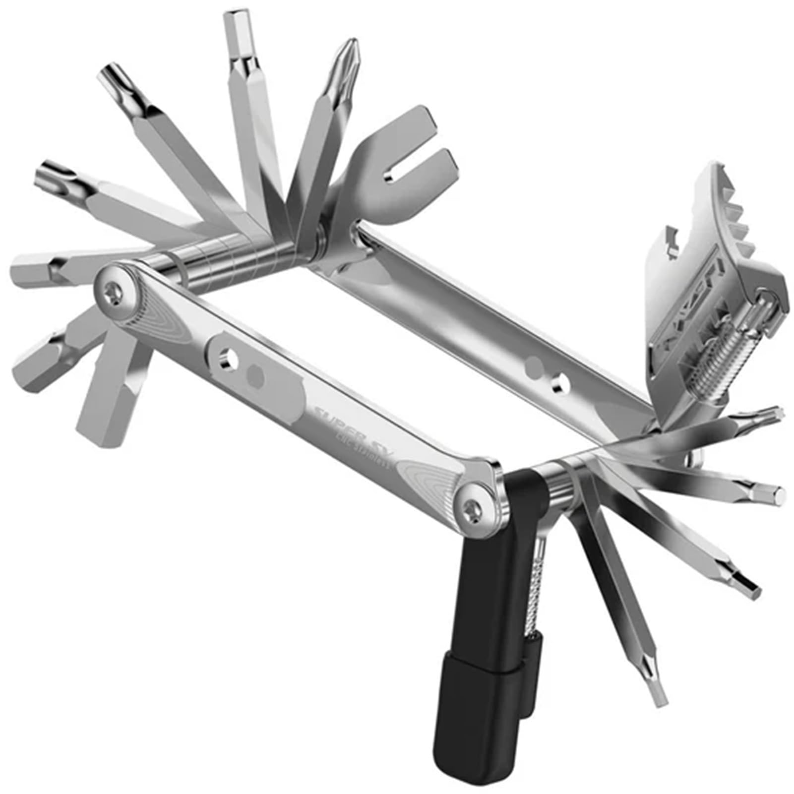 LEZYNE Super SV23 Bike Multi-Tool | Heavy-Duty Anti-Corrosion Stainless Steel Tubeless Repair Kit & Chain Breaker | Hex 2/2.5/3/4/5/6/8mm, Torx T10/