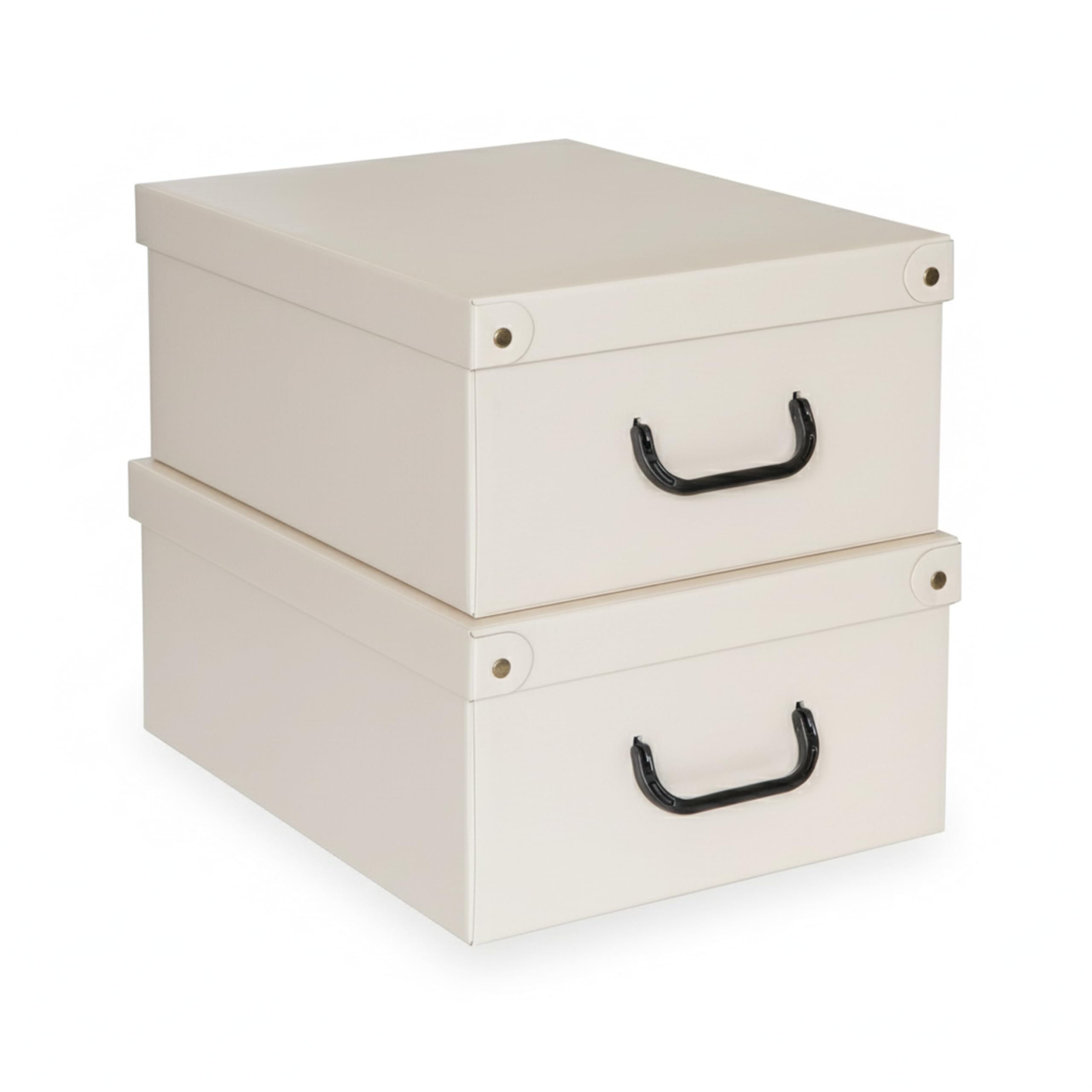 Lavatelli Beige – Set of 2 Decorative Storage Boxes with Lids and Handles