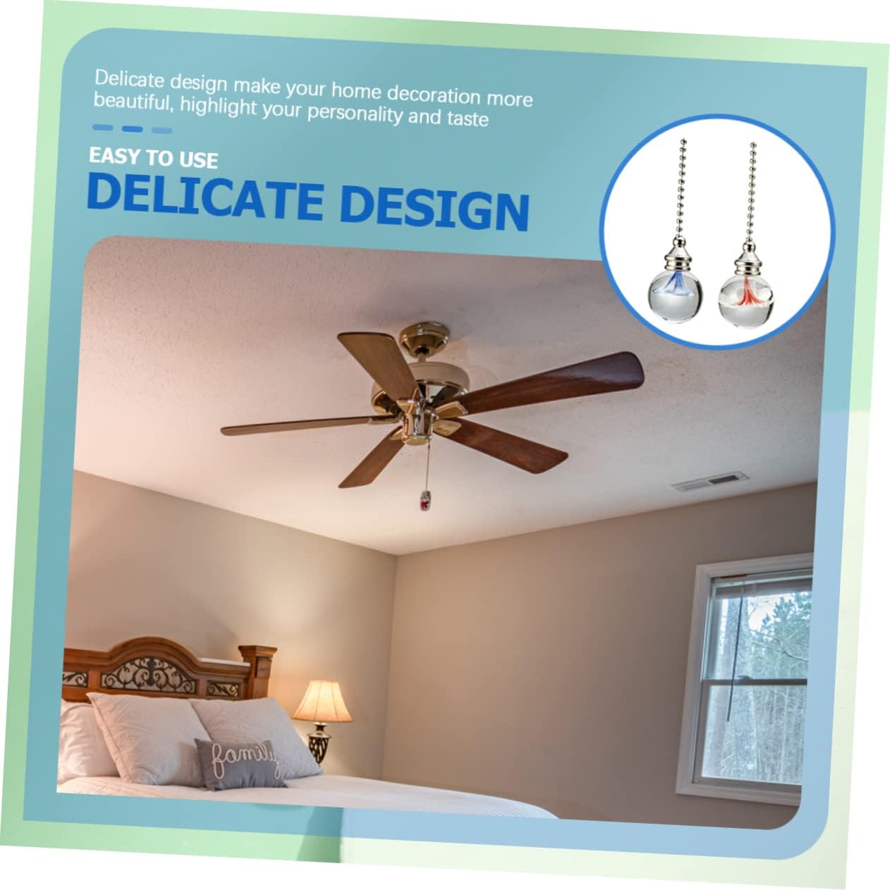DOITOOL 8pcs Decorative Light Pull Chain Extenders for Ceiling Fans Chic Pendant Chains and Replacement for Fan and Light Fixtures