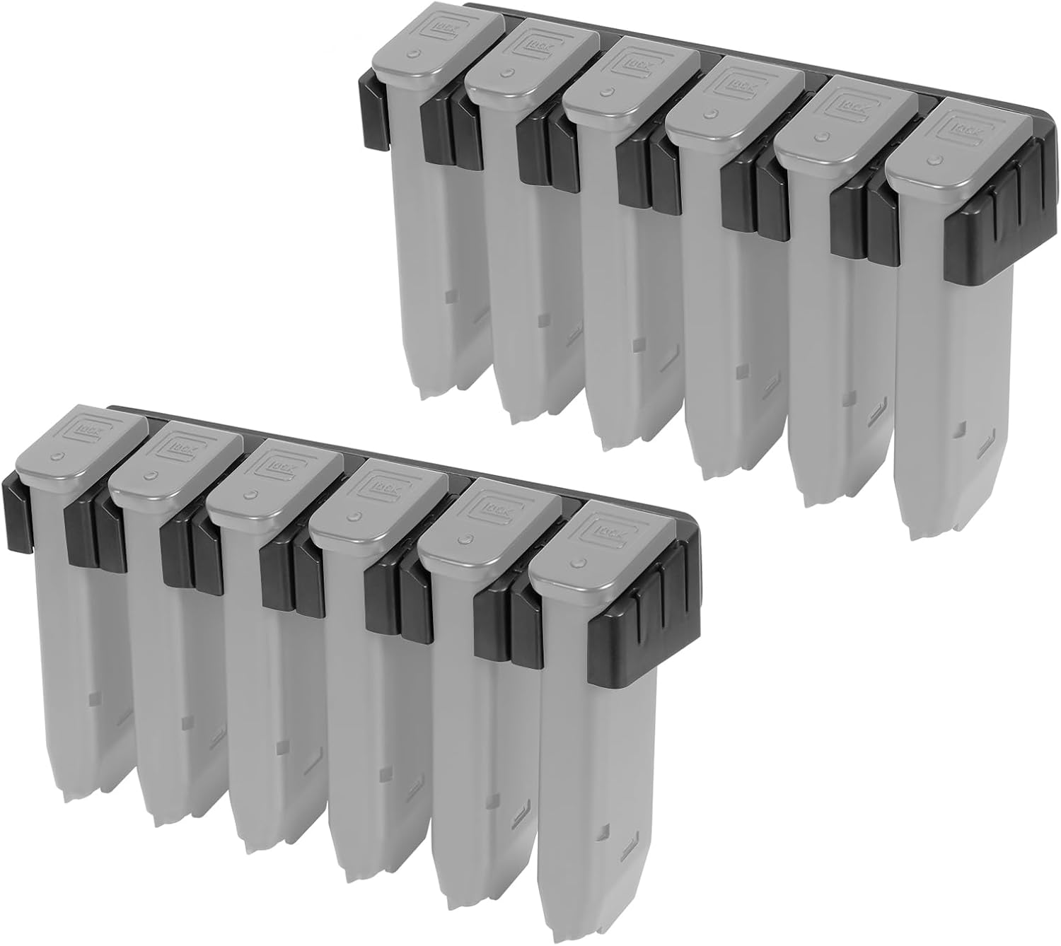 Adoreal Magnetic ABS 6 Standard Double Stack Mag Rack Wall Mount, Wall Magazine Display, Detachable Wall Mags Storage Organization System, Precision Fit Glock 17, 19, 26, 31, 32, 33, 34 Mags