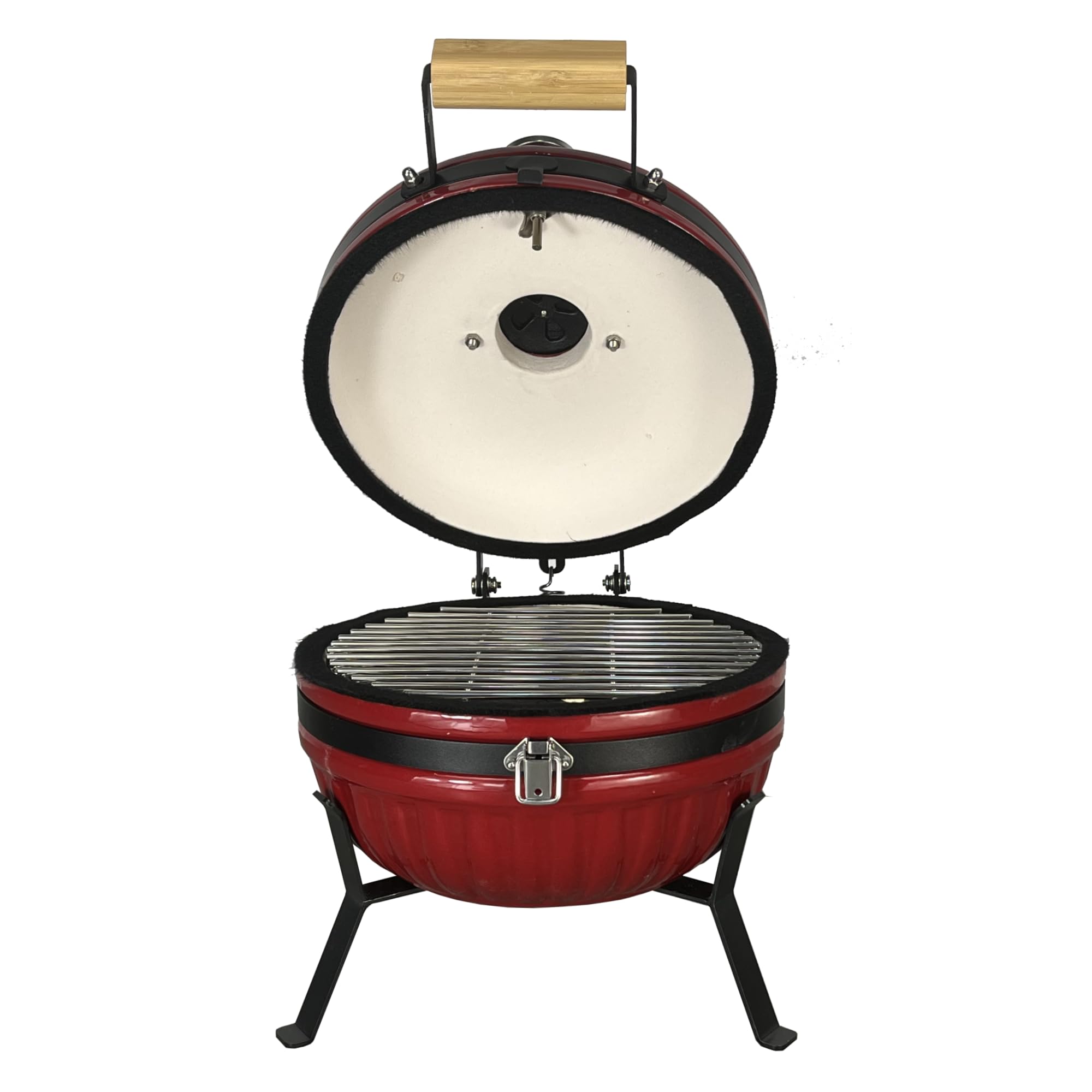 Barbecue a carbone in ceramica da 12 pollici – Smoker portatile per grigliate perfettamente, bistecche e coste, Heavy Duty Kamado Style Barbecue per backyard e campeggio – rosso