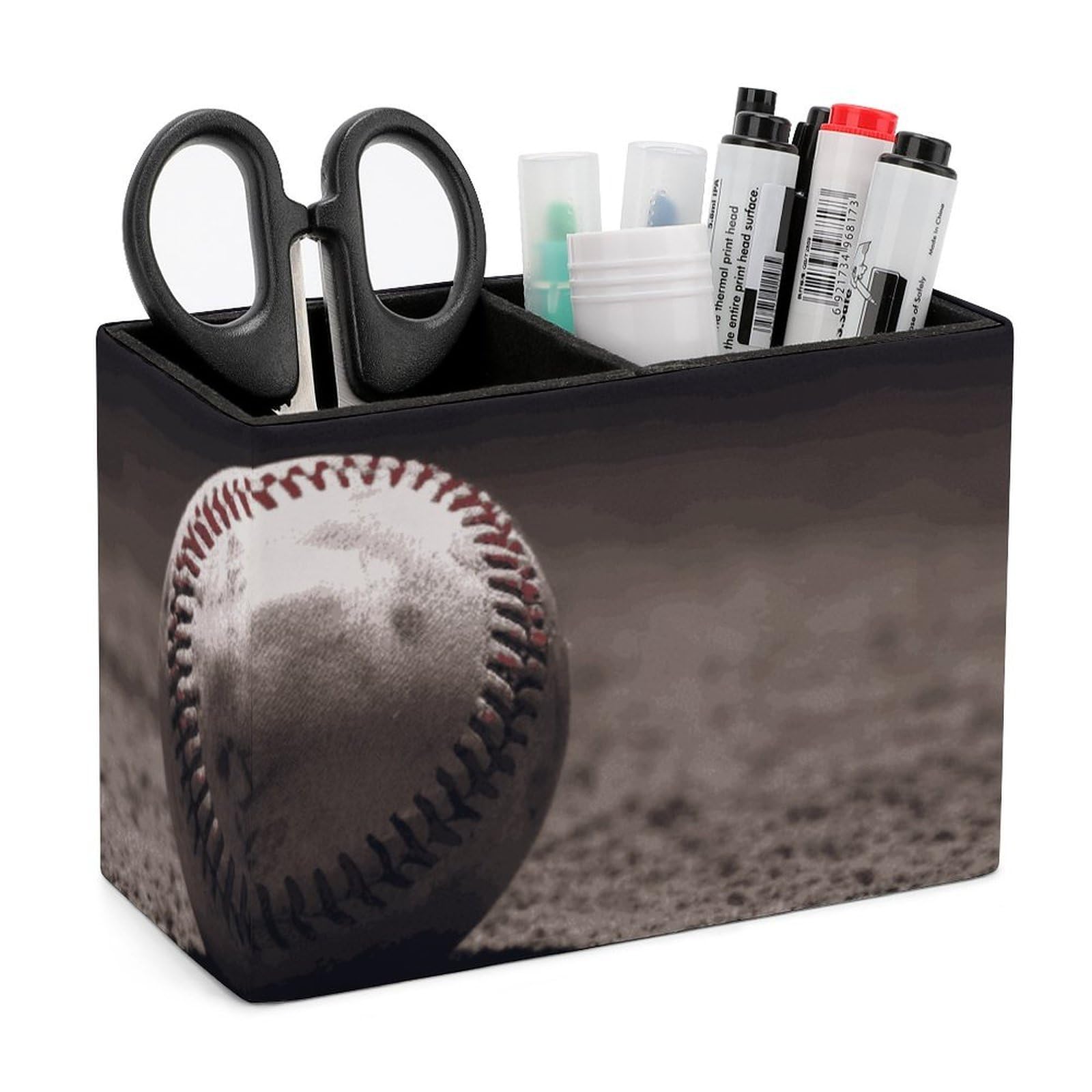 JTREHY Baseball Pencil Holder Exquisite Fashion Leather Pen Receptacle Soft High-End Pen Container for Office Home Accessories Or Housewarming Present