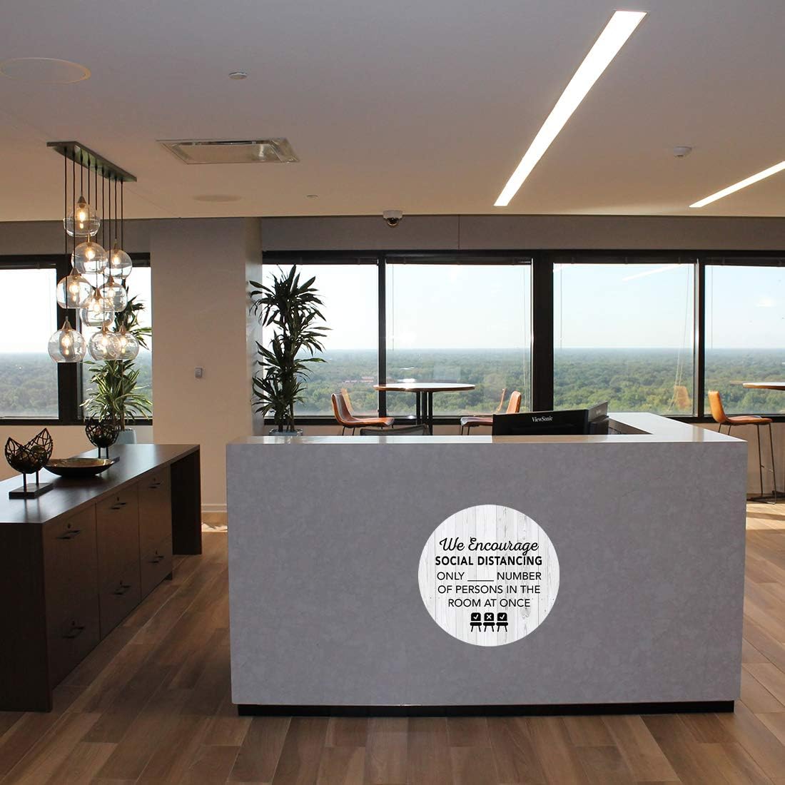 Andaz Press Custom Building Bathroom Office Maximum Occupancy Social Distancing Only X Persons In Room Business Signs, 50 Labels, 10-Pack 8" Round Labels + 40-Pack 2" Vinyl Sticker Decals