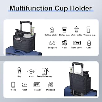 ZHCHG 2 Pack Luggage Travel Cup Holder Attachment for Suitcase Drink Carrier Caddy, Coffee Mug and Tumblers, Traveler Carry on Hands Free Accessory- Gifts for Flight Attendants Travelers Accessories