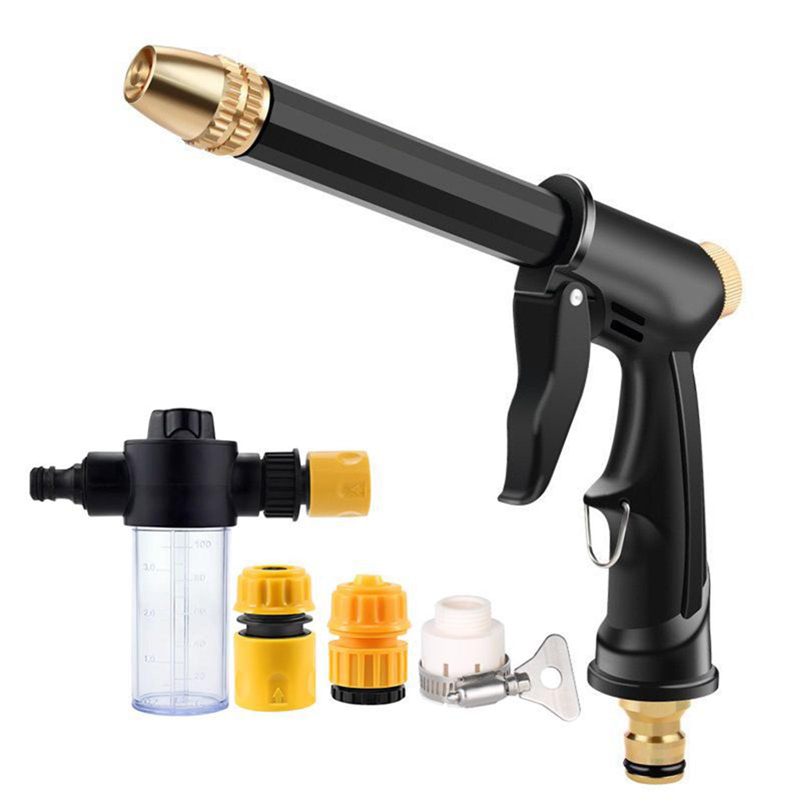 High Pressure Water Hose Nozzle, Adjustable Twist Hose Nozzle for Garden Hose, Car Wash Water Gun with Booster Nozzle, 3 Spray Patterns for Patio Plant Pet