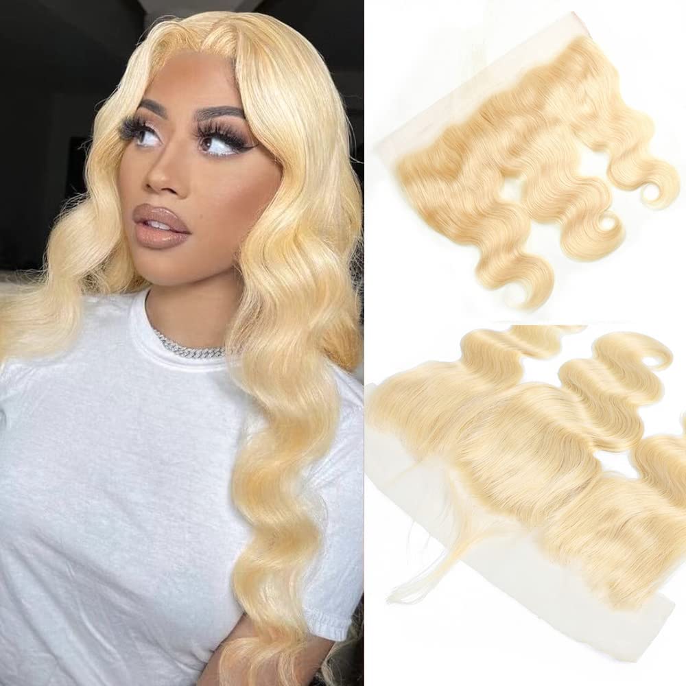 Jessica Hair Ear To Ear 13x4 HD Lace Frontal Closure Brazilian Body Wave Human Hair Frontal 180% Density Brazilian Virgin Body Wave Hair Frontal Closures 613# Color(20 Inch)