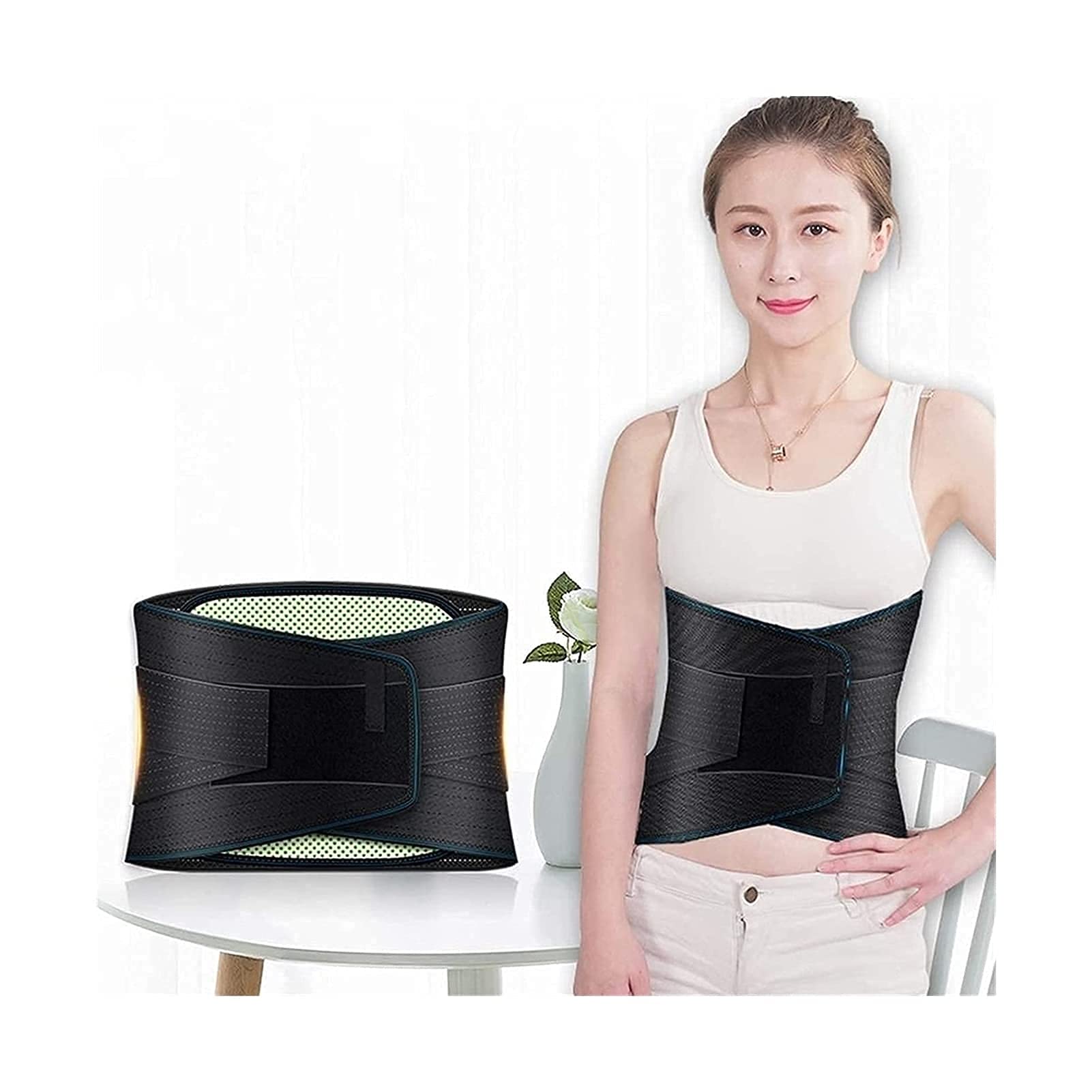 Cinturón de Soporte Lumbar para la Parte Inferior de la Espalda Transpirable para aliviar el Dolor, Correas de compresión Ajustables duales, Hernia de Disco ciática escoliosis (Tamaño : Small) (X
