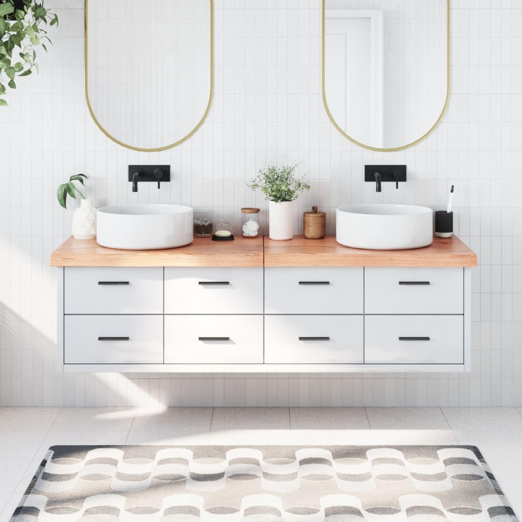 vidaXL Encimera de Baño, Tablero Plegable de Mesa, Encimera de Estantería Escritorio, Encimera para Armario, Madera Maciza Tratada Marrón Claro