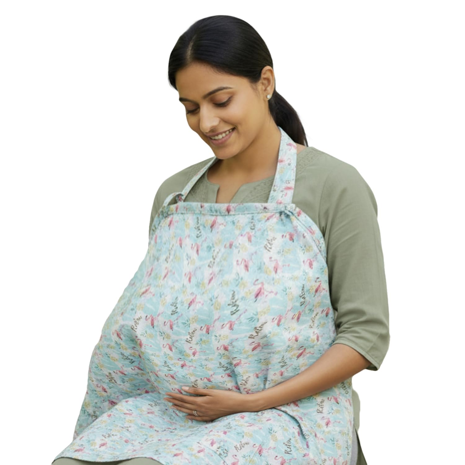 Baby Moo Nursing Cover for Feeding Moms | Breathable Soft Cotton Nursing Cover for Breast Feeding | Multi Use Breast Feeding Cover for Mothers | Feeding Apron for Moms - Mint Green | Light Weight, Cotton For Baby Comfortable-image-11