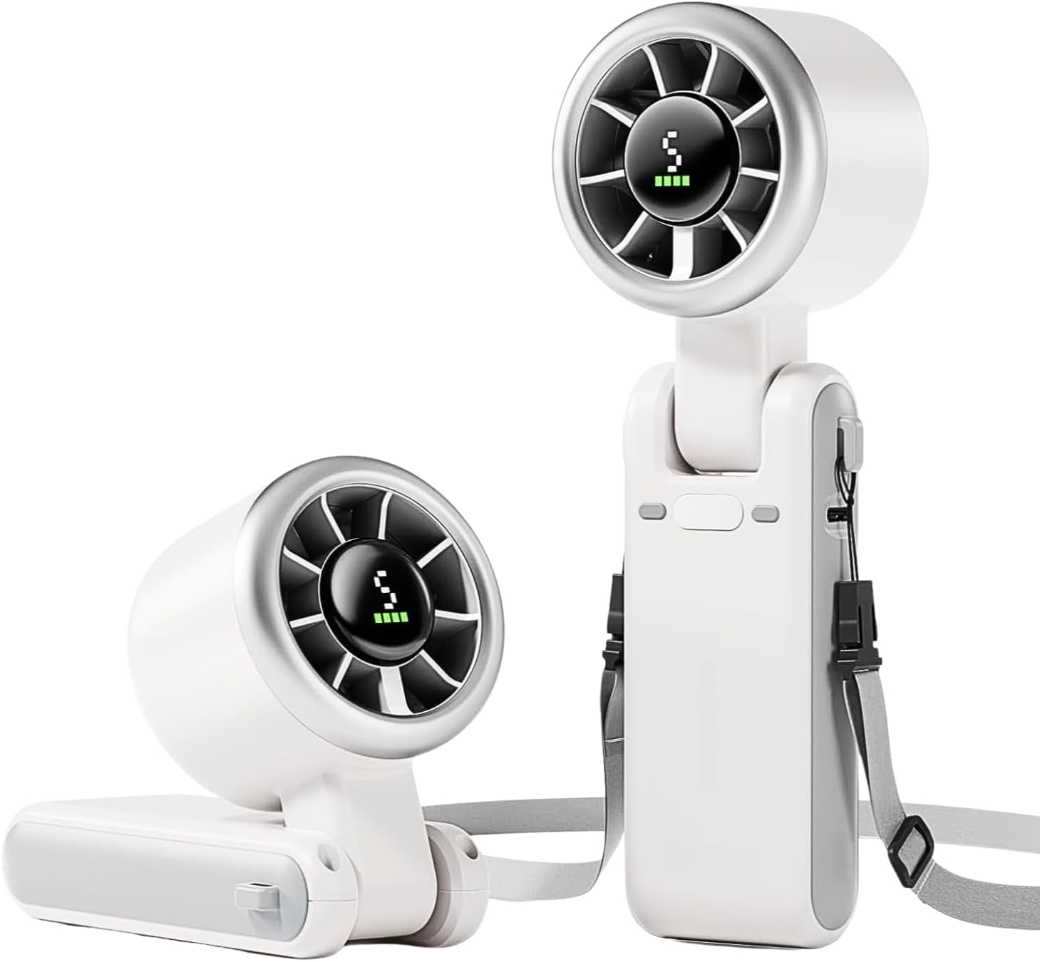 Pyltor 3000mAh Portable Handheld Fan, 3 IN 1 Hand Fan with Air Turbo Tech Cooling, Up to 12 Working Hours, Quiet Personal Fans for Outdoor, Travel, Camping & Working (White)