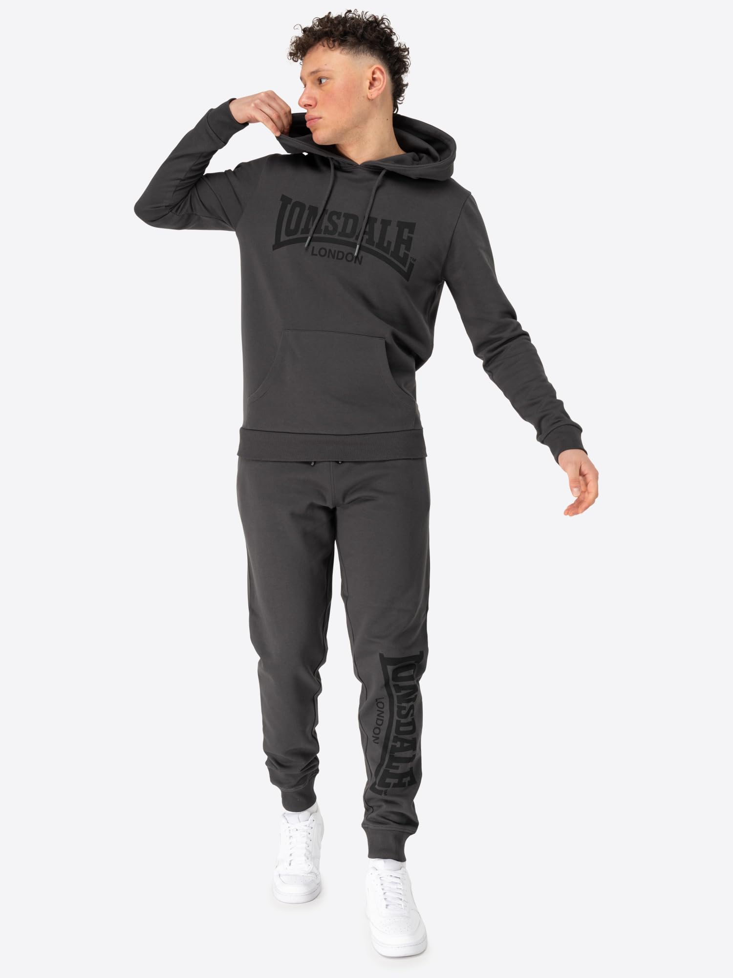 Lonsdale Herren Trainingsanzug Mit Kapuze Schmale Passform Cloudy Tuta sportiva Uomo (Pacco da 1)