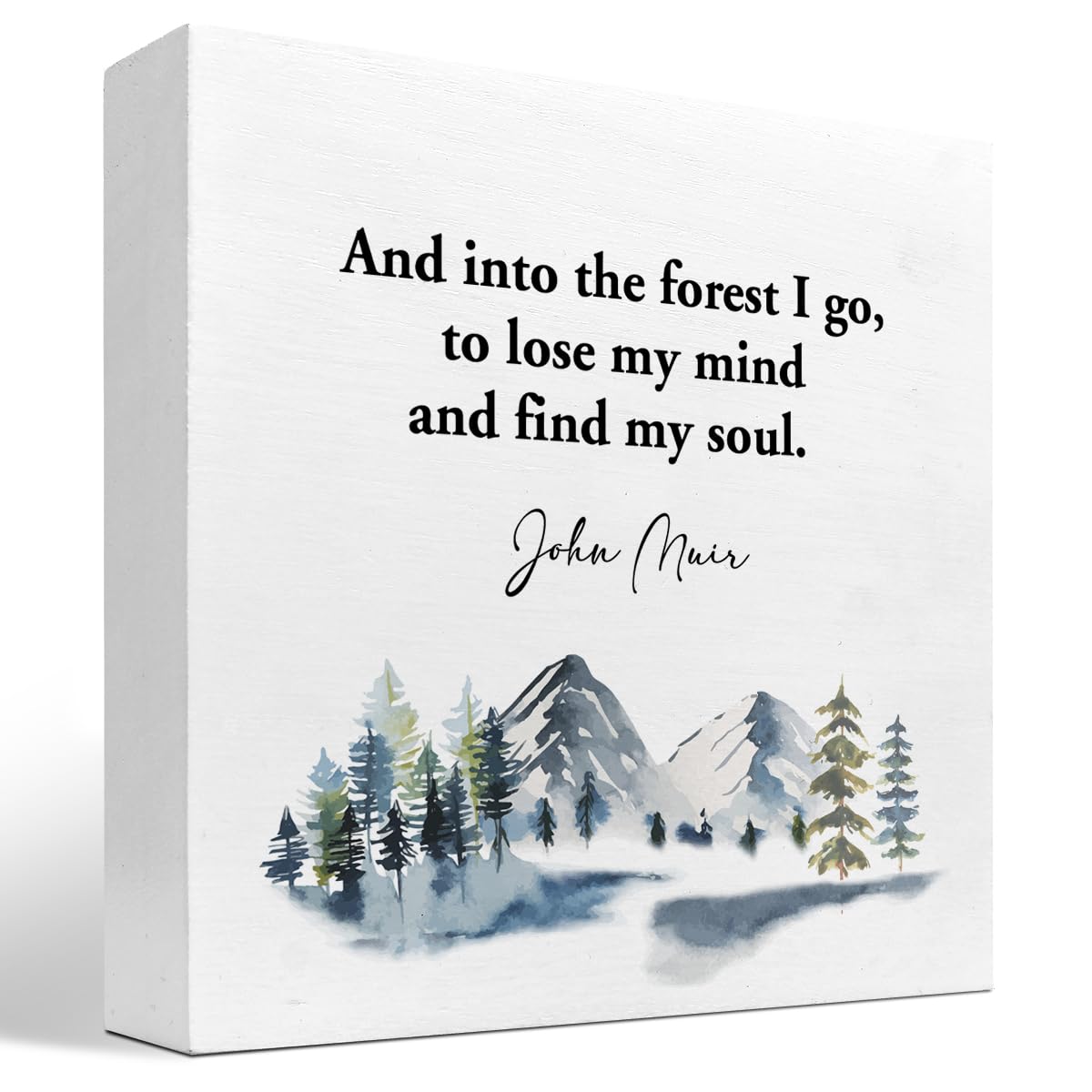 And into the Forest I Go to Lose My Mind and Find My Soul Wood Box Sign Desk Decor,Inspirational Wooden Block Plaque Sign for Home Office Shelf Table