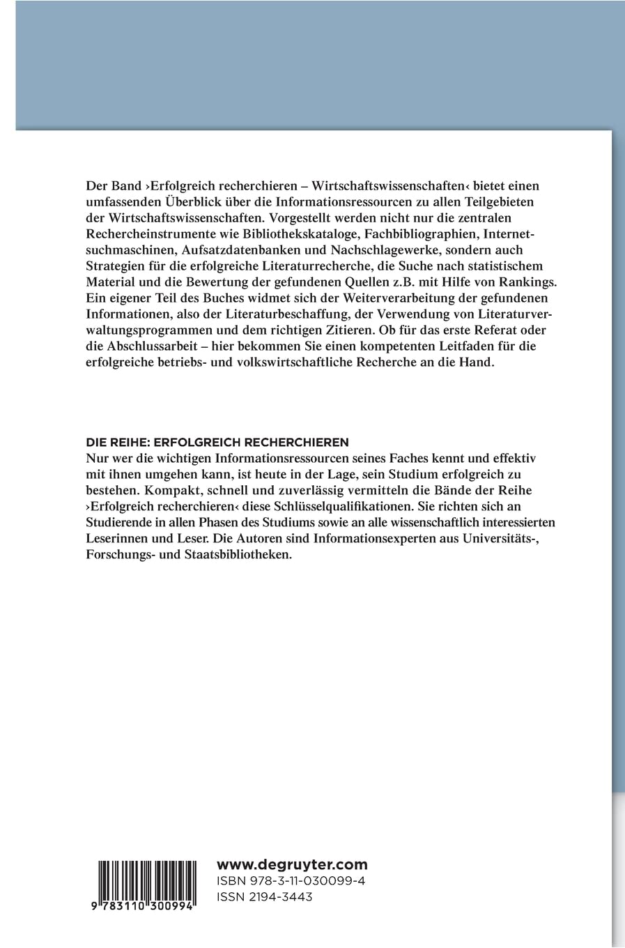 Erfolgreich recherchieren - Wirtschaftswissenschaften