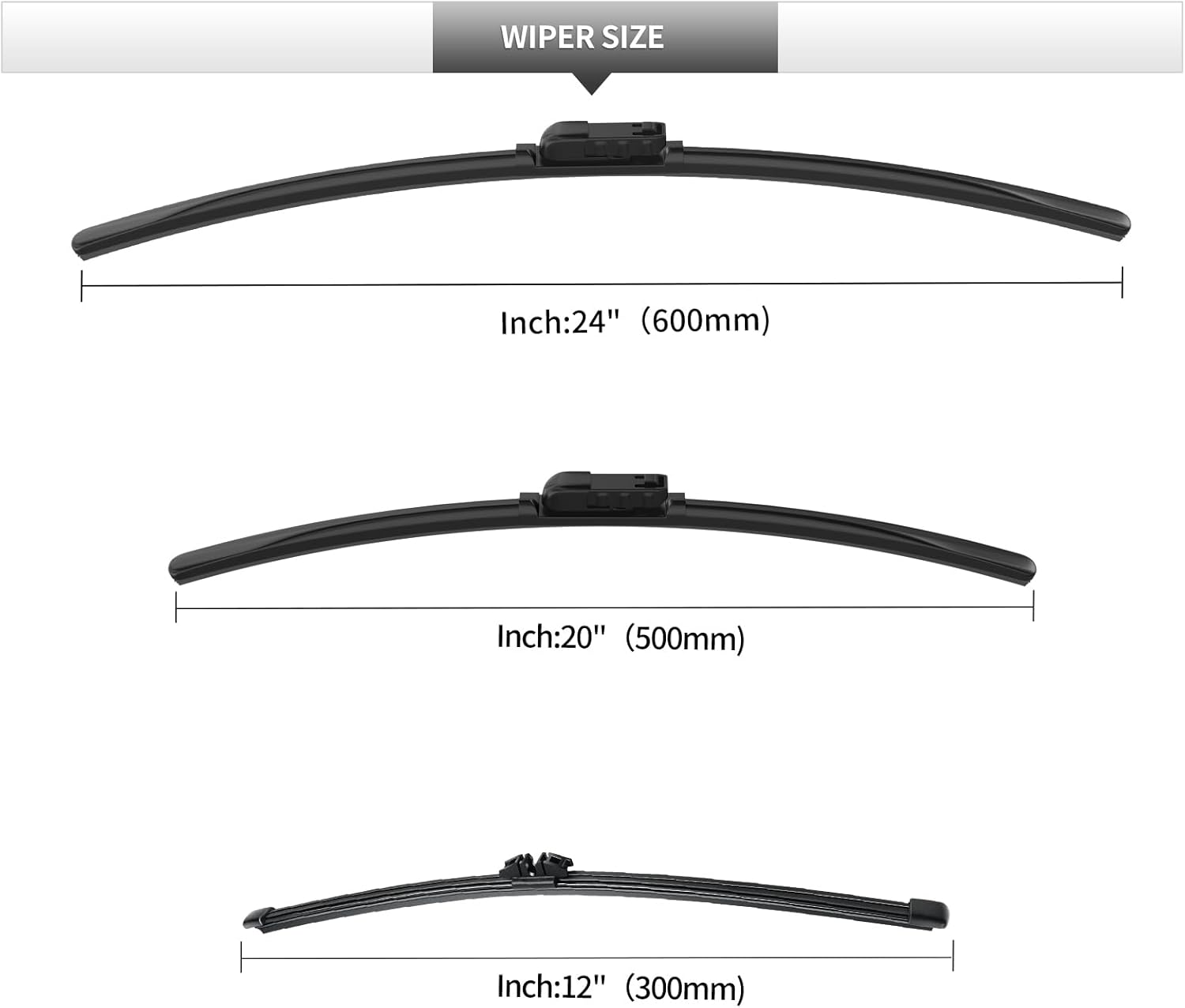 Front and Rear Windshield Wiper Blades, 3 Pcs Front and Back Windshield Wipers Blades Replacement for Ford Mustang Mach E 2021-2024,Wiper Blades Only for Mustang Mach-E.