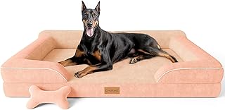 CWAWZ XXL Dog Bed for Extra Large Dogs, Giant Orthopedic Dog Bed with Cooling Gel Memory Foam, Waterproof Pet Bed with Rem...