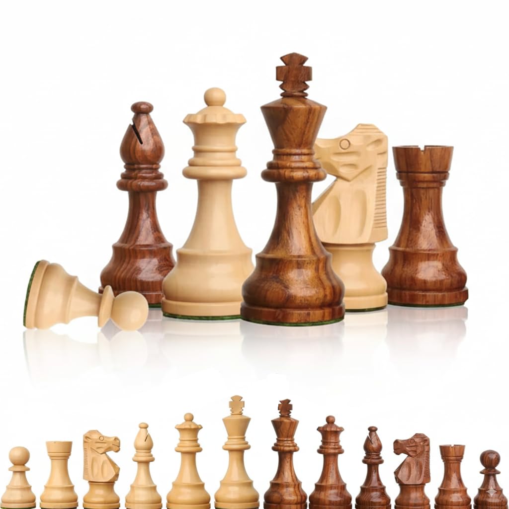 Edición de coleccionista Piezas de ajedrez de madera Monedas de ajedrez Peones Estatuilla de ajedrez Piezas (marrón y blanco)