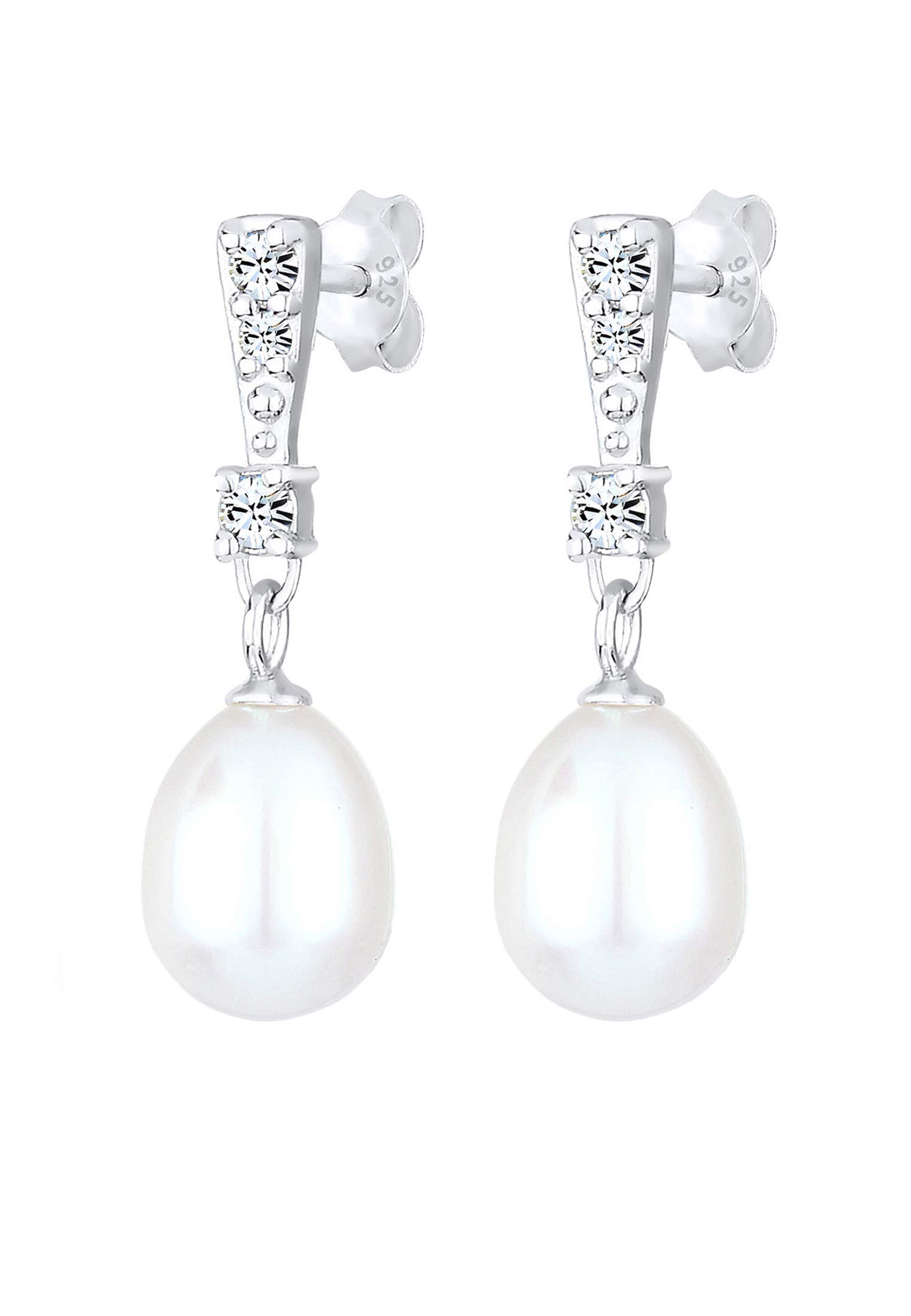 Elli - Pendientes de botón de plata de ley con cristal swarovski