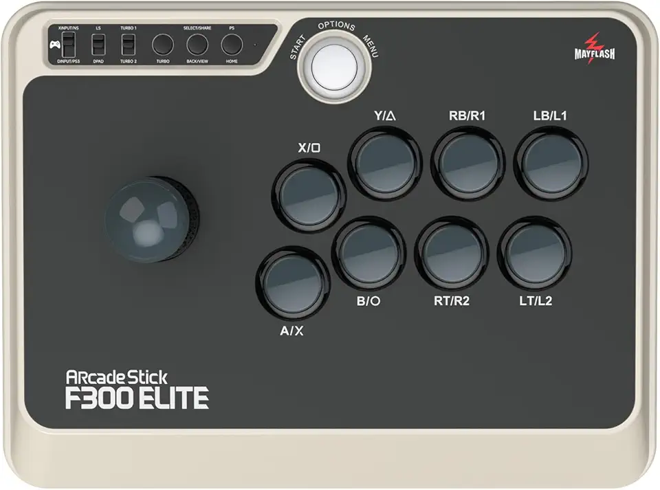 MAYFLASH Arcade Stick F300 Elite com botões Sanwa e Joysticks Sanwa para Xbox Series X, Xbox One, PS4, PS3, Windows, macOS, Steam Deck, Android, NEOGEO Mini, SEGA MEGA Drive, SEGA Genesis