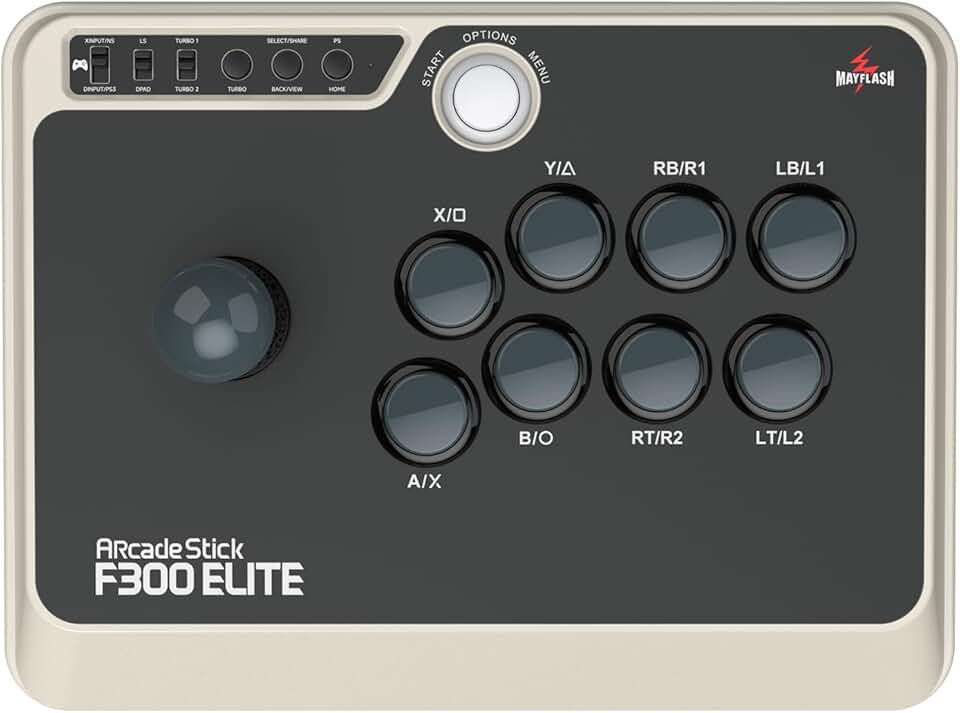 MAYFLASH Arcade Stick F300 Elite com botões Sanwa e Joysticks Sanwa para Xbox Series X, Xbox One, PS4, PS3, Windows, macOS, Steam Deck, Android, NEOGEO Mini, SEGA MEGA Drive, SEGA Genesis