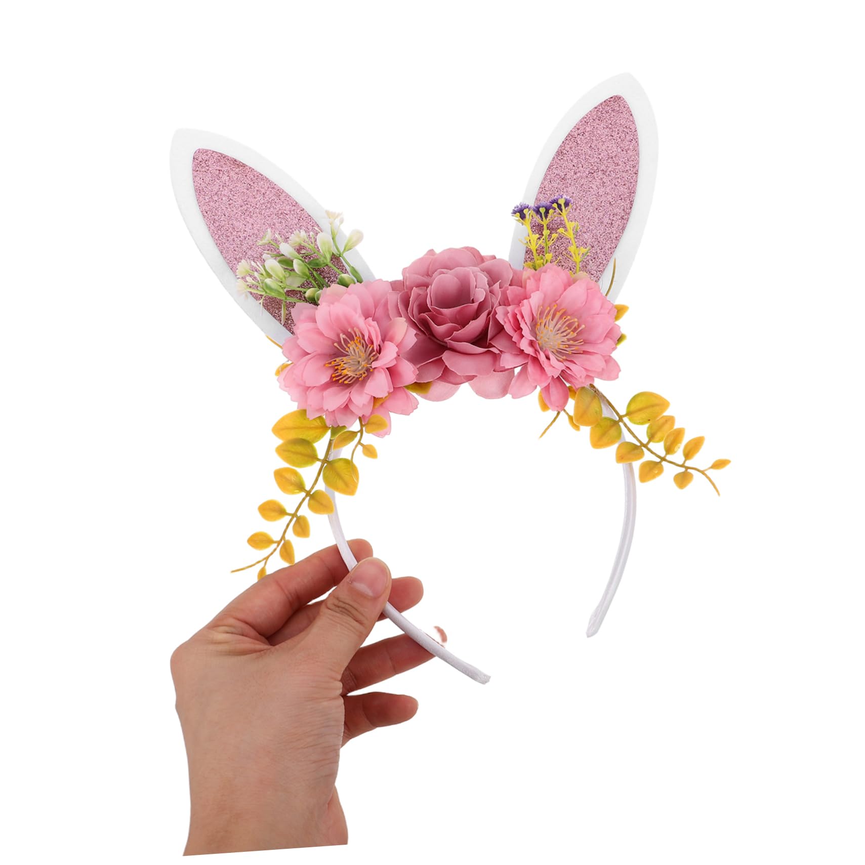Healeved Serre-tête Lapin De Pâques Avec Oreilles Et Fleurs Bandeau Pour Adulte Et Fille Accessoire De Coiffure Pour Carnaval Et Fête