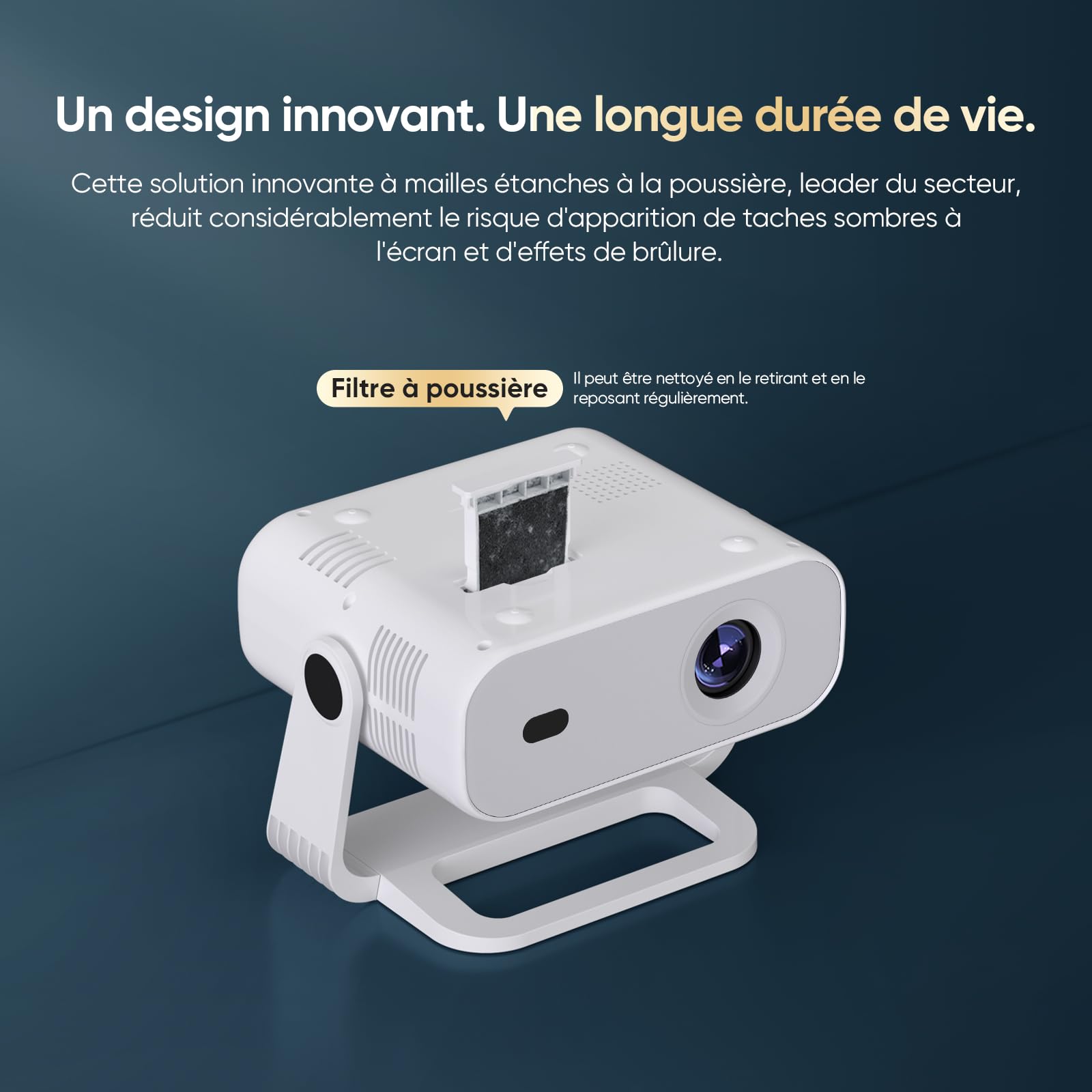 Videoprojecteur Intelligent Applications Intégrées, Rétroprojecteur 1080P Supporte 4K, WiFi 6 Bluetooth 5.2, 280 ANSI, Correction Trapézoïdale Automatique Focus Électronique, pour Android iOS HDMI