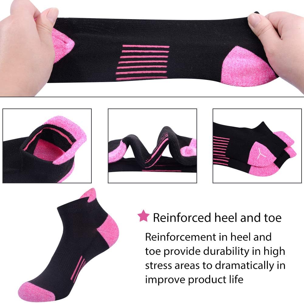 JOYNÉE Womens Ankle Athletic Low Cut Tab Socks Cushioned Running Sports 6 Pack - Image 3