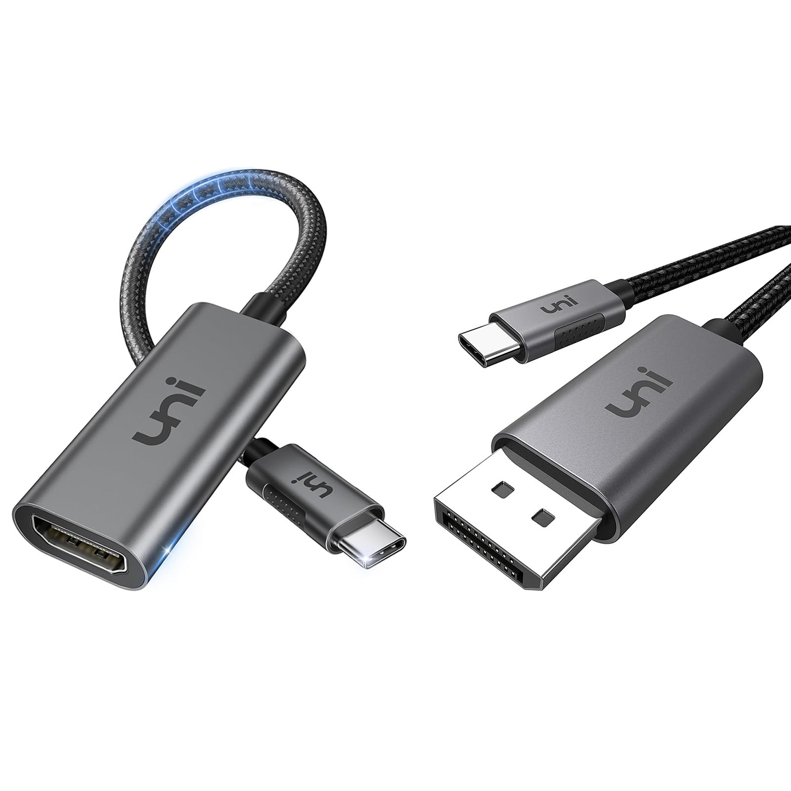 uni USB C to DisplayPort Cable Bundle with HDMI Adapter 4K@60Hz