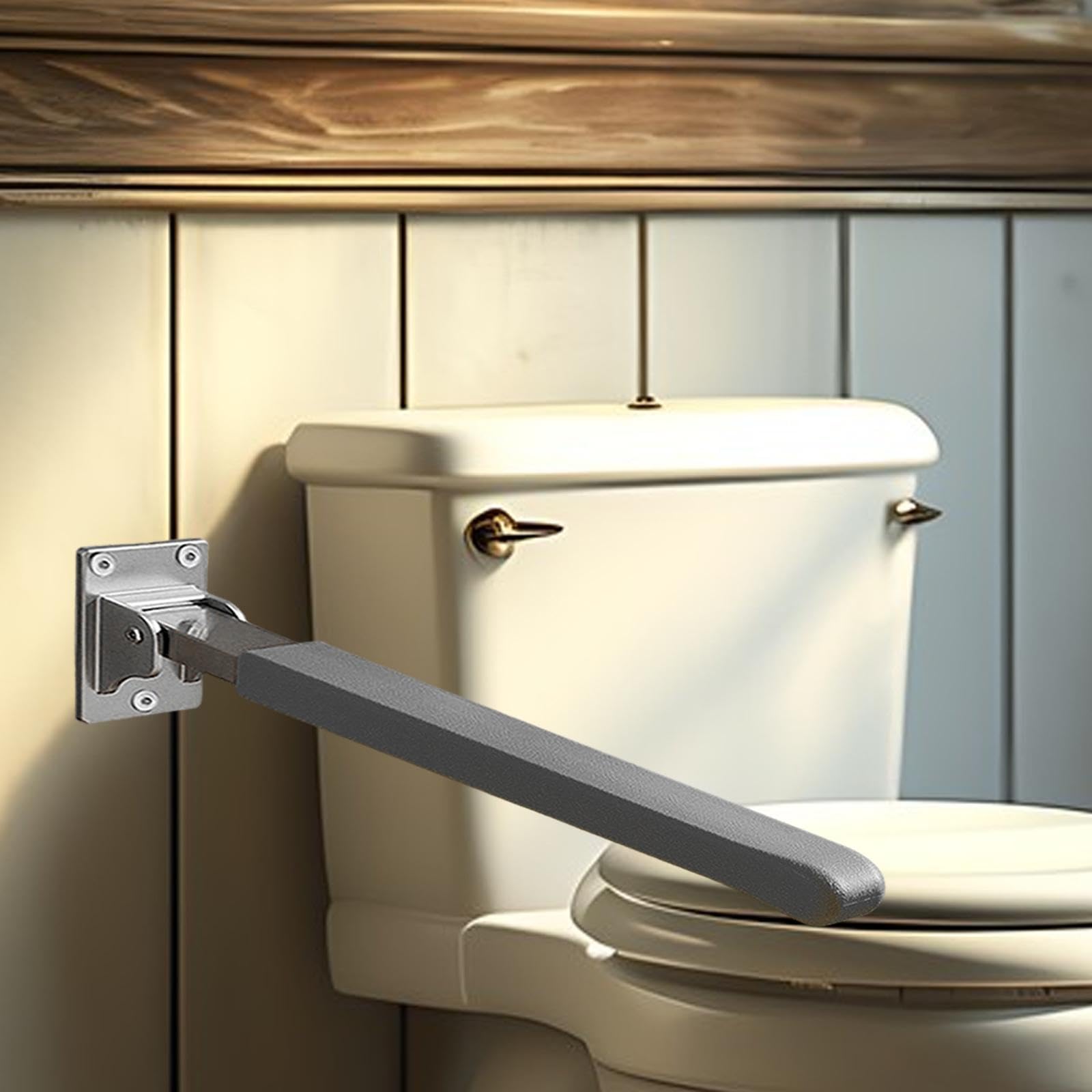Barra de Baño Antideslizante Plegable Pasamanos para Mayores Y Discapacitados Soporte Portátil Fácil de Instalar en Baño Ergonómic, Gris