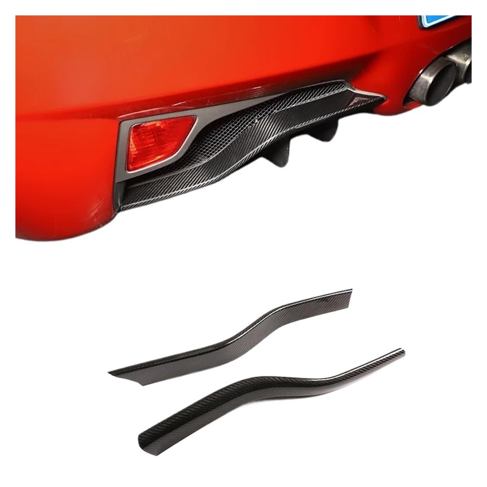 Zderzak tylny samochodu kompatybilny z Ferrari 458 2011-2016 Akcesoria zewnętrzne, Splitter Lip Diffuser Spoiler Cover Trim Prawdziwe włókno węglowe czerwone(Carbon Fiber look)