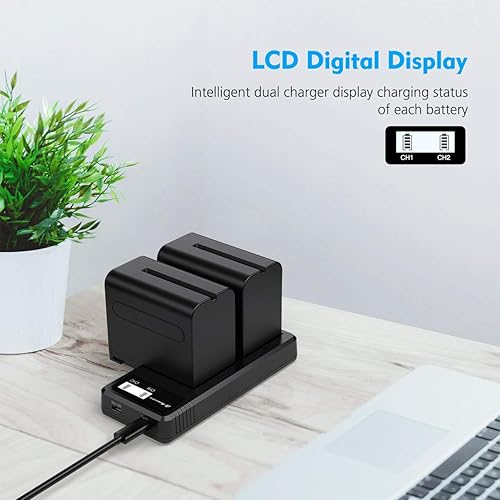 Miniatura 6 de Powerextra - Cargador rápido doble USB con pantalla LCD para batería Sony NP-F970 NP-F930 NP-F950 NP-F960 NP-F550 NP-F530 NP-F330 NP-F570