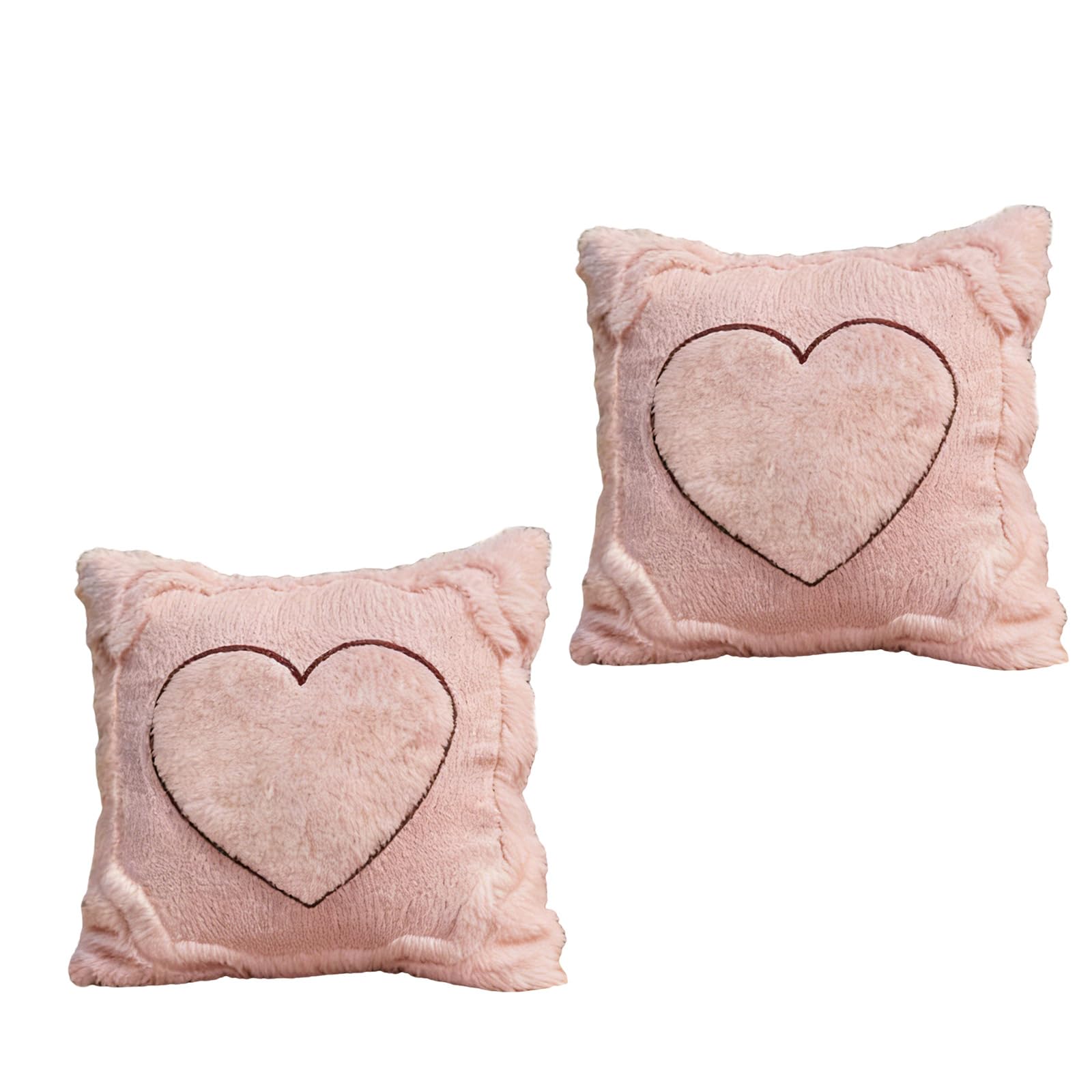 Xjdzineq 2Pcs 45x45cm Throw Pillow Covers with Zippers Valentines Day Love Heart Plush Textured Square Cushion Covers Pillowcases Romantics Pillow Case