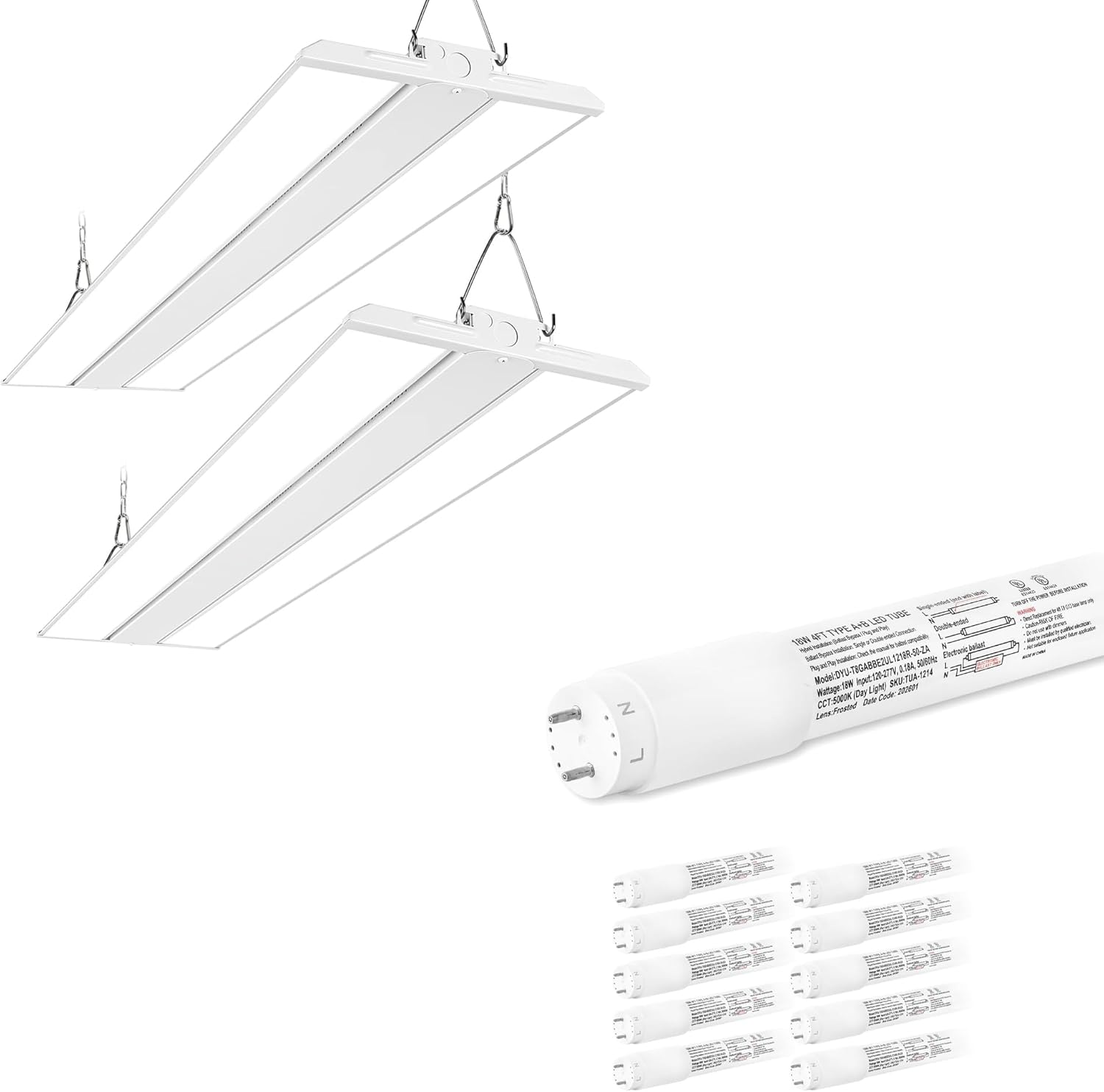 hykolity 4FT 250W LED Linear High Bay Shop Light 4FT LED T8 Hybrid Type A+B Light Tube